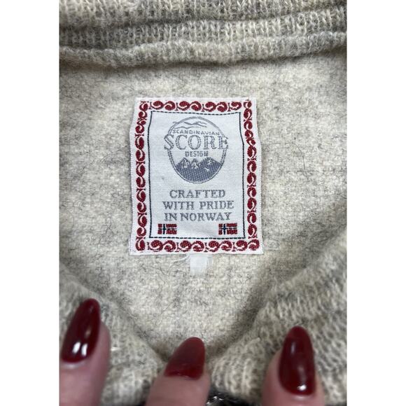 Vintage Score Norway Wool Sweateri Scandinavia Pullover Pewter Clasps Men M/L - Picture 2 of 8